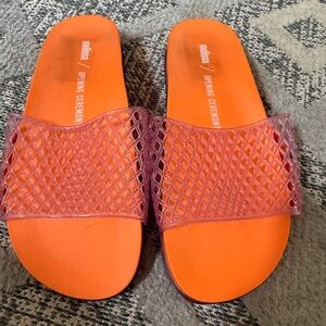 Opening Ceremony/Melissa Orange and Pink Slide Sandals